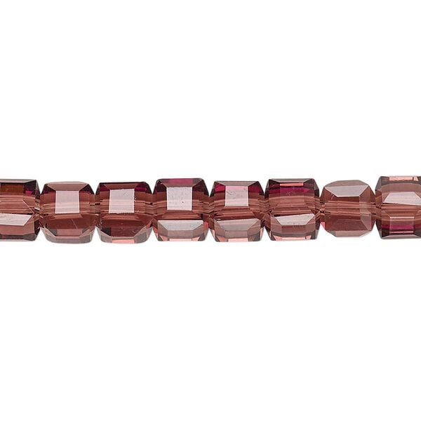 Bead 1pk 18 facets transparent amethyst purple, Celestial Crystal® 6mm cube 15.5-16 inch image number 0