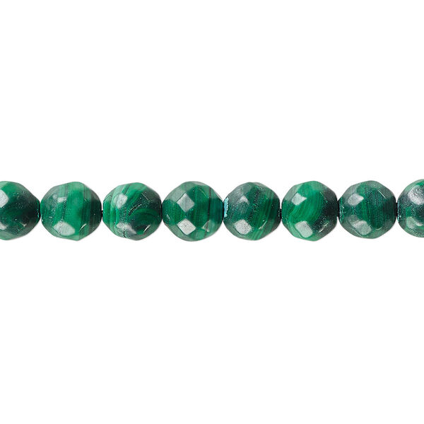 Malachite 1pkg1, faceted round bead natural 8 inch 8mm image number 0