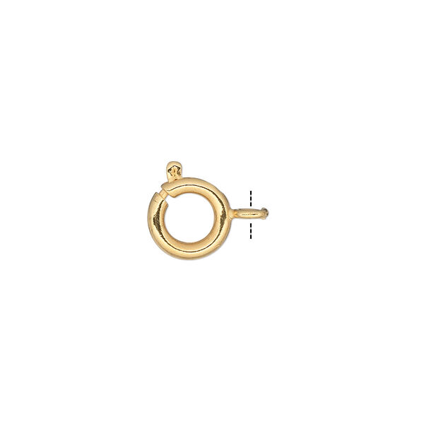 Clasp, springring, gold-finished brass, 9mm. Sold per pkg of 100. image number 0