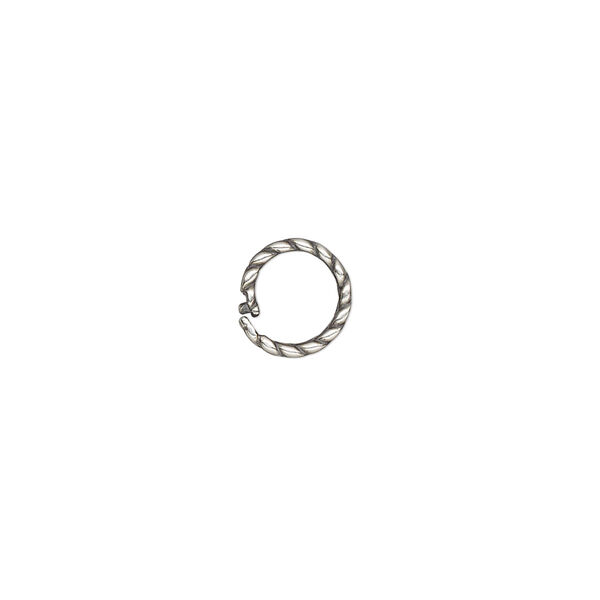 Loop Lock™, JBB Findings, antique silver-plated brass, 8mm twisted round. Sold per pkg of 4. image number 0