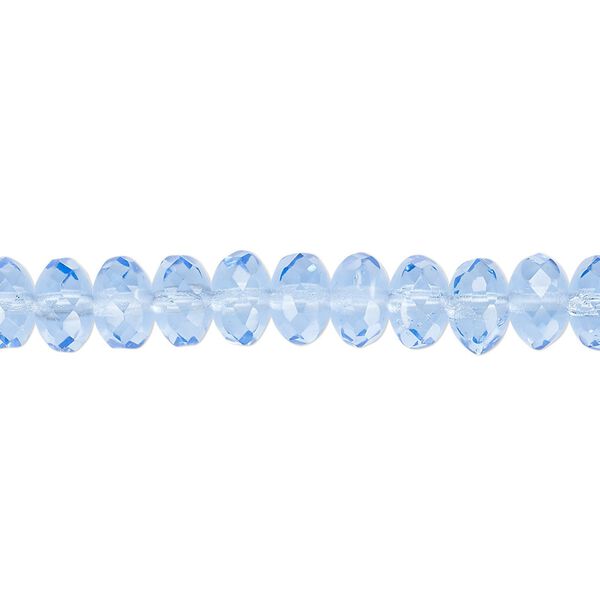 Bead, Czech fire-polished glass, sapphire blue, 7x5mm faceted rondelle. Sold per 15-1/2" to 16" strand. image number 0