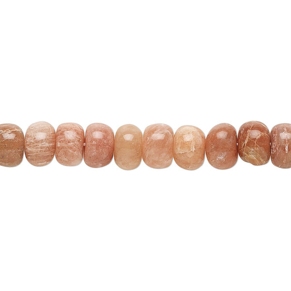 Peach feldspar 1pkg1, hand-cut rondelle bead natural 14 inch 6x4mm-7x6mm image number 0