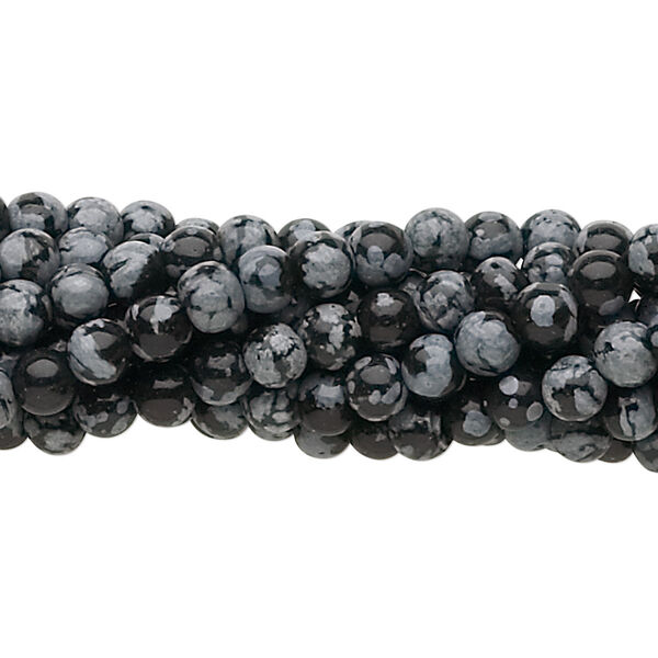 Snowflake obsidian 1pkg10, round bead natural 15.5-16 inch 4mm image number 0