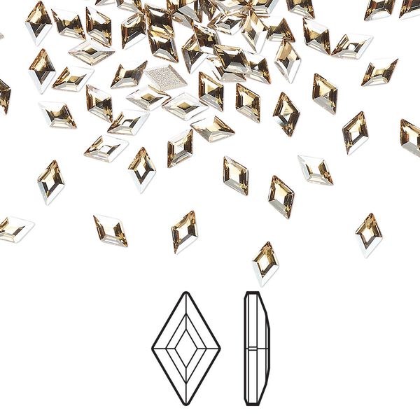 Flat back 24pk crystal golden shadow foil back, Crystal Passions® 5x3mm diamond 2773 image number 0