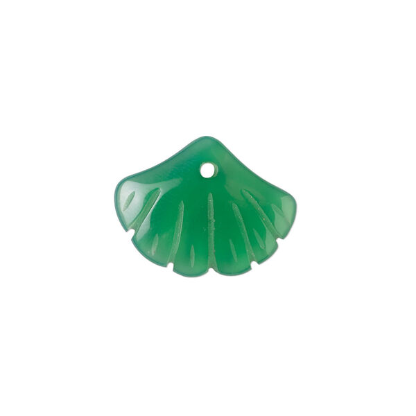 Green agate 1pkg1, double-sided carved ginkgo leaf drop 20x15mm image number 0