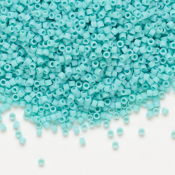 Seed bead, Delica®, glass, pkg/50g, #11 round, opaque matte sea opal (DB-1586). image number 0