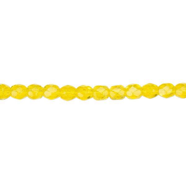 Bead, Czech fire-polished glass, yellow, 4mm faceted round. Sold per pkg of 1,200 (1 mass). image number 0