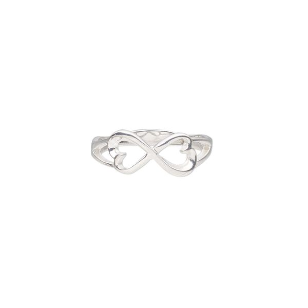 Ring, sterling silver, 7.5mm wide with infinity heart design, size 7. Sold individually. image number 0