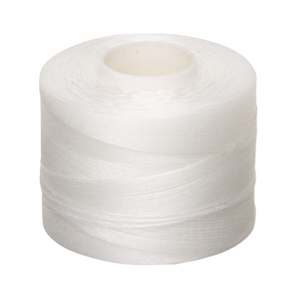 Thread, Nymo®, nylon, white, size D. Sold per 250-yard spool. image number 0