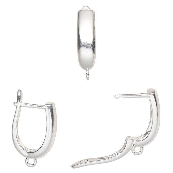 Ear wire leverback 1pkg2, 18mm / closed loop, 17 gauge silver-finished brass 1 pair image number 0