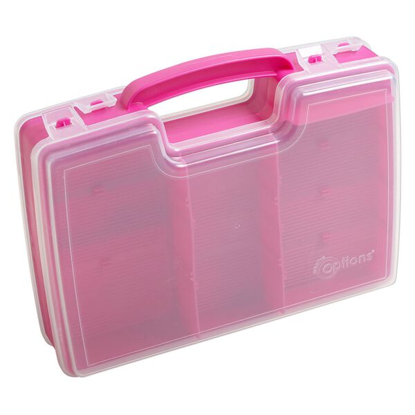 Tote, Plano® Creative Options, plastic, clear and pink, 11 x 3 x 8-1/4 inches. Sold individually. image number 1