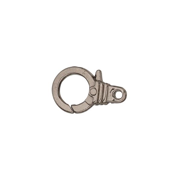 Clasp, lobster claw, gunmetal-plated "pewter" (zinc-based alloy), 18.5x11.5mm with double-sided ribbed design. Sold per pkg of 8. image number 0