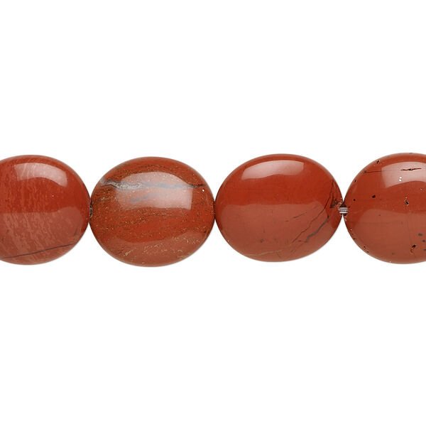 Red jasper 1pkg1, flat oval bead natural 15.5-16 inch 14x12mm image number 0