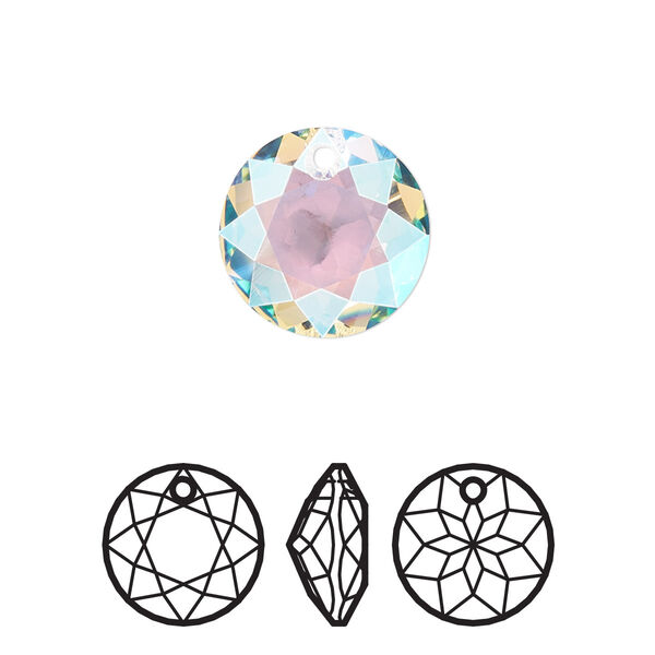 Drop 24pk crystal shimmer, Swarovski® 14mm pendant classic cut 6430 image number 0