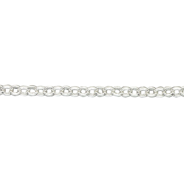 Chain, silver-plated brass, 3mm rolo. Sold per pkg of 5 feet. image number 0