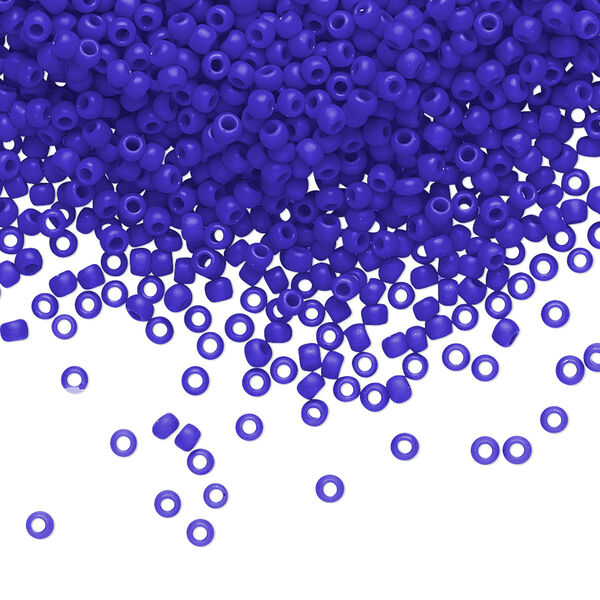 Seed bead, TOHO BEADS®, glass, pkg/250g, #11 round, opaque frosted navy blue (TR-11-48F). image number 0
