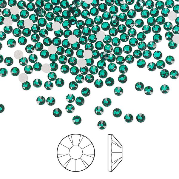 Flat back 1440pk emerald foil back, Preciosa MAXIMA Czech crystal rhinestone 2.1-2.3mm chaton rose round SS7 image number 0