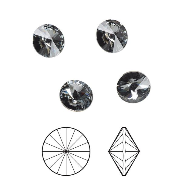 Chaton 8pk crystal silver night foil back, Crystal Passions® 8.16-8.41mm rivoli SS39 1122 image number 0
