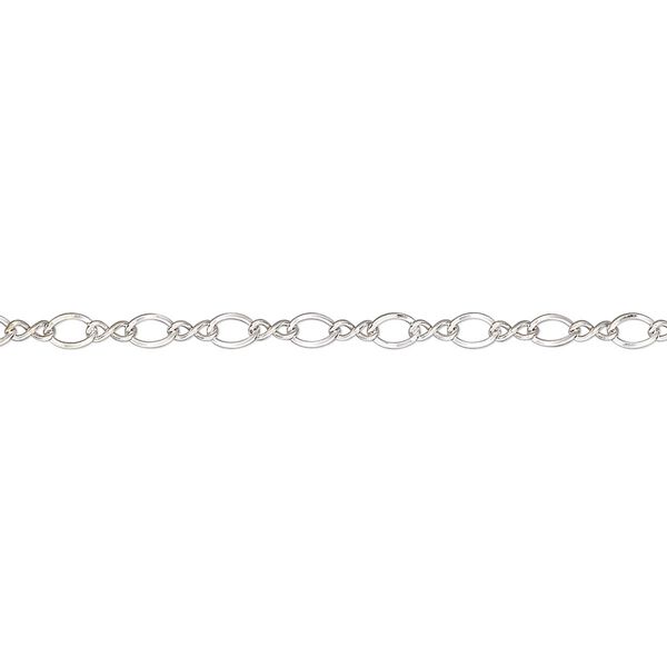 Chain, sterling silver, 2.3mm flat figure 8. Sold per 50-foot spool. image number 0