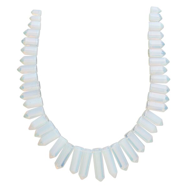 Bead, sea "opal" (glass), translucent,11x7mm-39x11mm graduated top-drilled point. Sold per 15-1/2" to 16" strand, approximately 40 beads. image number 0