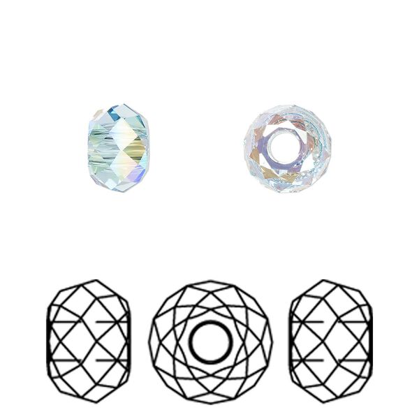Bead 216pk aquamarine shimmer 2X, Swarovski® 8x5.3mm briolette XL hole 5042 image number 0