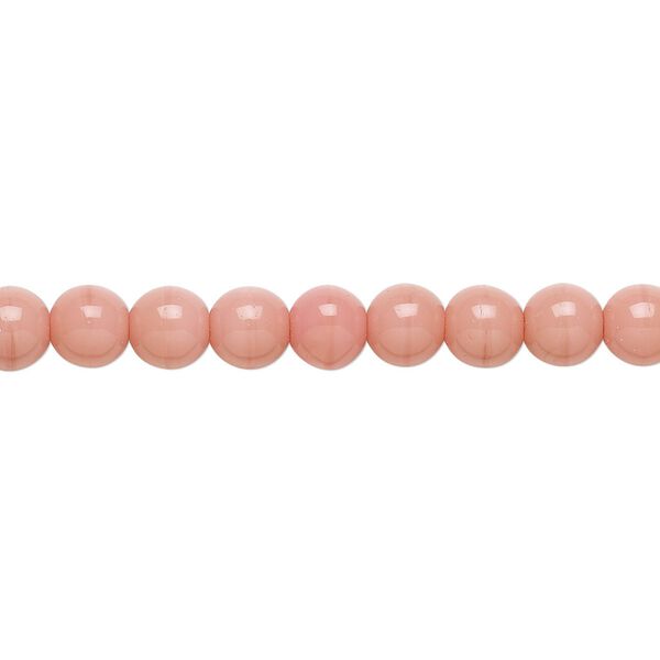 Bead, Czech glass druk, opaque pink, 6mm round. Sold per 15-1/2" to 16" strand, approximately 65 beads. image number 0