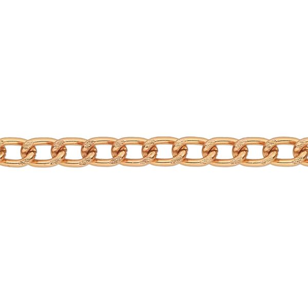 Chain, anodized aluminum, copper, 4mm curb. Sold per pkg of 5 feet. image number 0