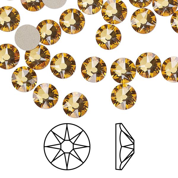 Flat back 144pk golden topaz foil back, Crystal Passions® 6.32-6.5mm rose round SS30 2088 image number 0