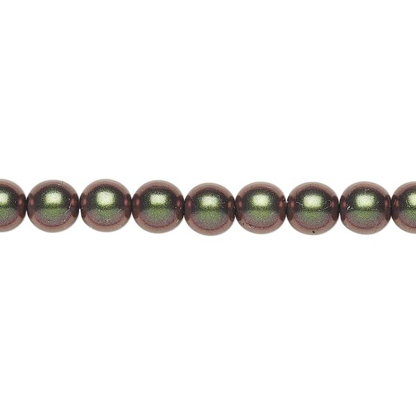 Bead, Czech glass druk, metallic green, 6mm round. Sold per 15-1/2" to 16" strand, approximately 65 beads. image number 0
