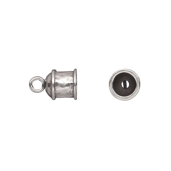 Cord end, JBB Findings, antiqued sterling silver, 8.5x8mm hammered round tube, 5.5mm inside diameter. Sold per pkg of 2. image number 0