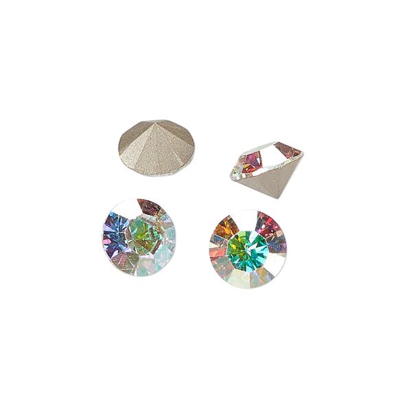 Chaton 8pk crystal AB foil back, Preciosa MAXIMA Czech crystal rhinestone 8.16-8.41mm 15-cut faceted round SS39 image number 0
