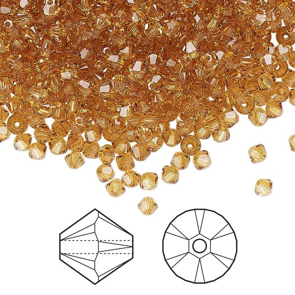 Bead 1440pk golden topaz, Swarovski® 3mm XILION bicone 5328 image number 0