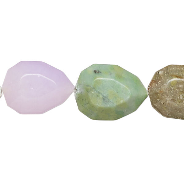 Bead, multi-gemstone (natural/dyed/manmade), mixed colors, 18x13mm faceted puffed teardrop, Mohs hardness 3-7. Sold per 15-inch strand, approximately 20 beads. image number 0