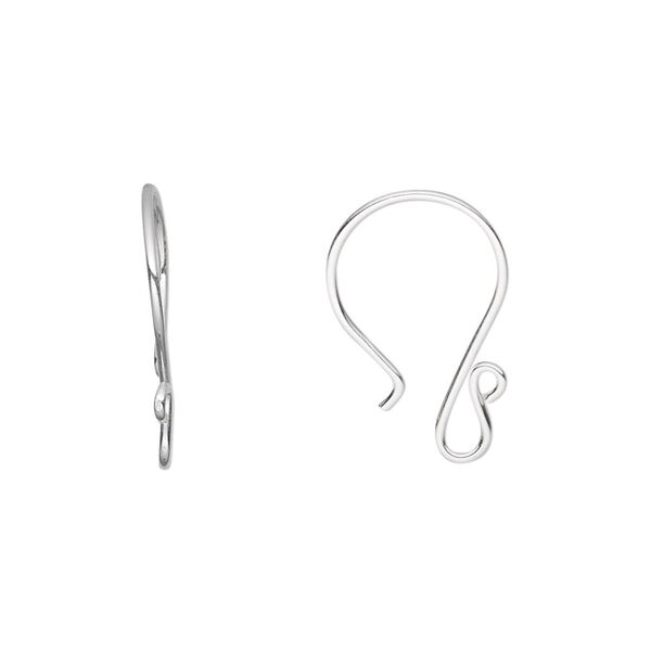 Ear wire fishhook 1pkg2 sterling silver, 19mm / open loop, 20 gauge 1 pair image number 0