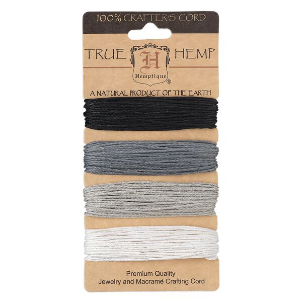 Cord, Hemptique®, hemp, onyx shades, 1mm diameter, 20-pound test. Sold per pkg of (4) 30-foot sections. image number 0