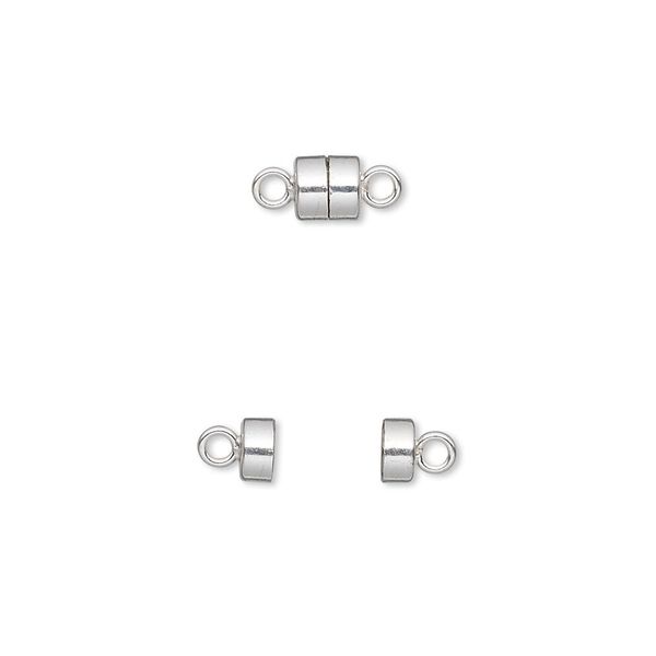 Clasp, magnetic, sterling silver, 5x4.5mm barrel with soldered loop. Sold per pkg of 12. image number 0