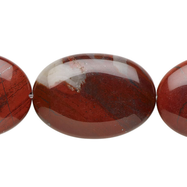 Rainbow brecciated jasper 1pkg1, flat oval bead natural 15.5-16 inch 30x22mm image number 0