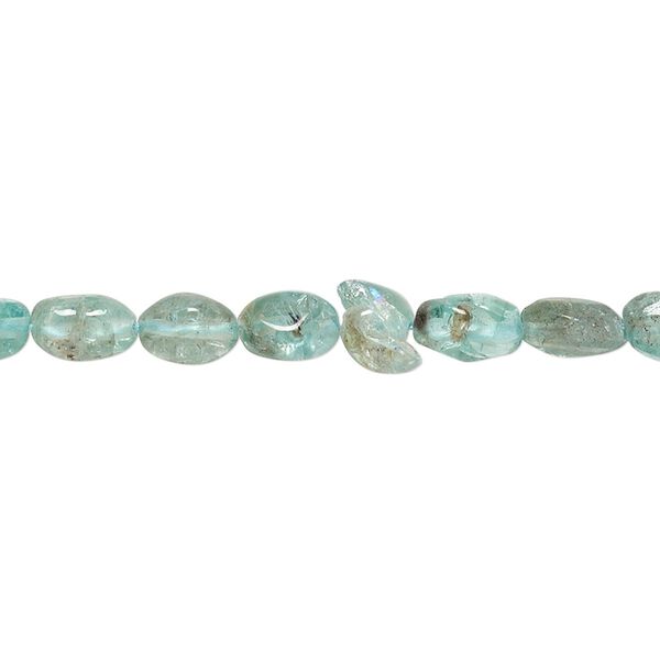 Apatite 1pkg1, hand-cut puffed oval bead natural 13 inch 6x4mm-10x6mm image number 0