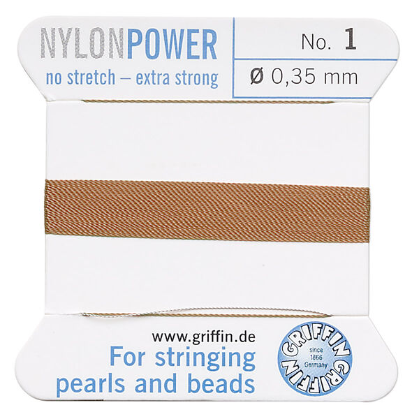 Thread, Griffin, nylon, cornelian, size #1. Sold per 2-meter card (approximately 78 inches). image number 0