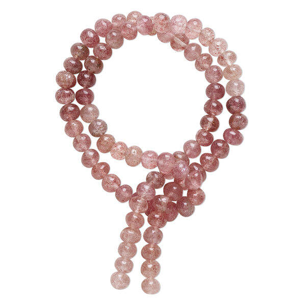 Strawberry quartz 1pkg1, hand-cut round / rondelle bead natural 14 inch 5x3mm-6x5mm image number 0
