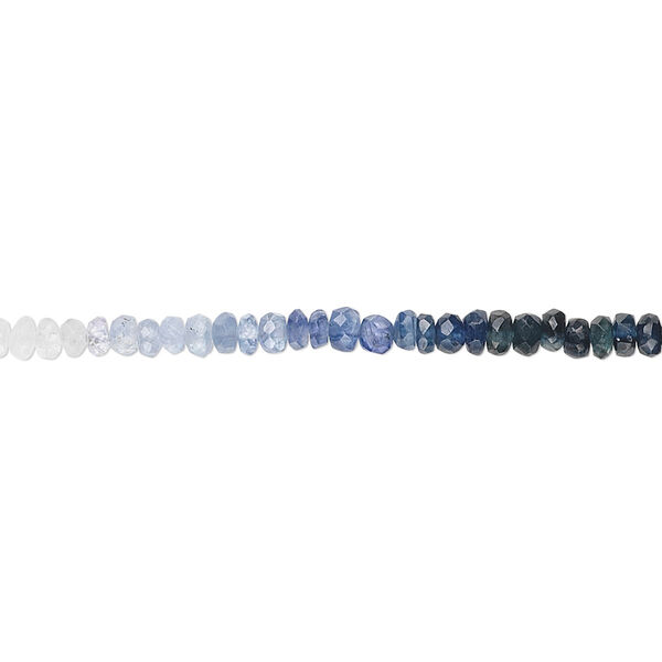 Sapphire 1pkg1, hand-cut faceted rondelle bead B grade, 15.5-16 inch graduated 2x1mm-4x3mm image number 0