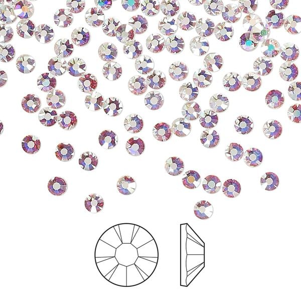 Flat back 1440pk crystal AB foil back, Preciosa MAXIMA Czech crystal hotfix rhinestone 2.7-2.9mm chaton rose round SS10 image number 0