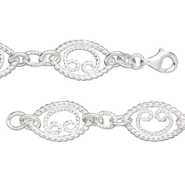 Chain, sterling silver, 9.5mm twisted marquise, 21 inches with lobster claw clasp. Sold individually. image number 0