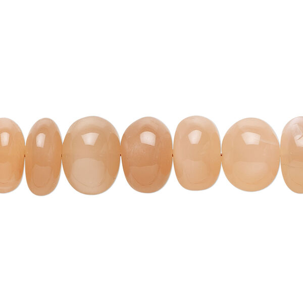 Peach moonstone 1pkg1, hand-cut rondelle bead natural 8 inch 11x5mm-12x9mm image number 0