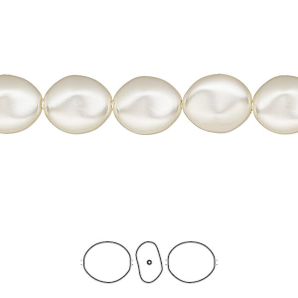 Pearl 10pk cream, Crystal Passions® 10x9mm baroque coin 5842 image number 0