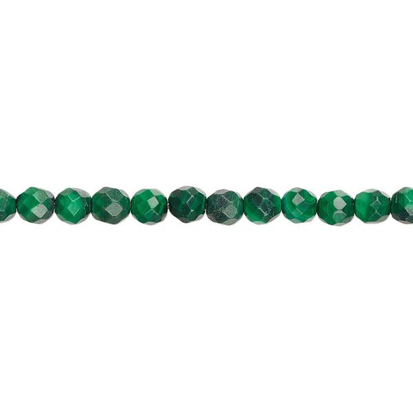 Malachite 1pkg1, faceted round bead natural 8 inch 4mm image number 0