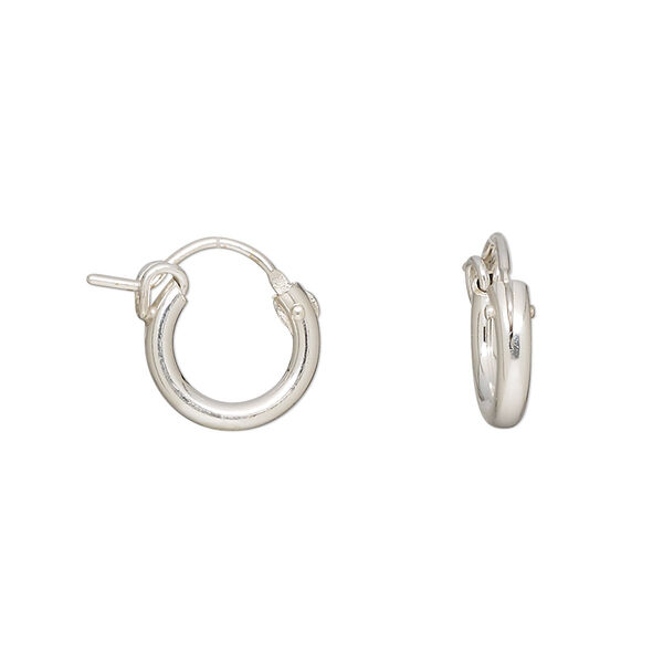 Earring, sterling silver, 12mm hoop with latch back closure. Sold per pair. image number 0