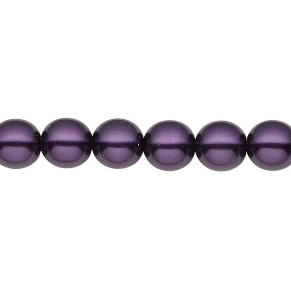 Bead, Czech pearl-coated glass druk, opaque royal purple, 8mm round. Sold per 15-1/2" to 16" strand. image number 0