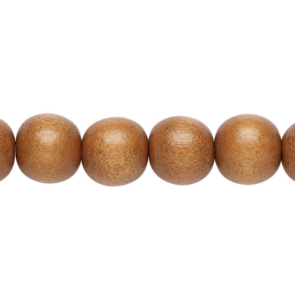 Bead, Taiwanese cheesewood (dyed / waxed), light brown, 9-10mm round. Sold per pkg of (2) 15-1/2" to 16" strands. image number 0