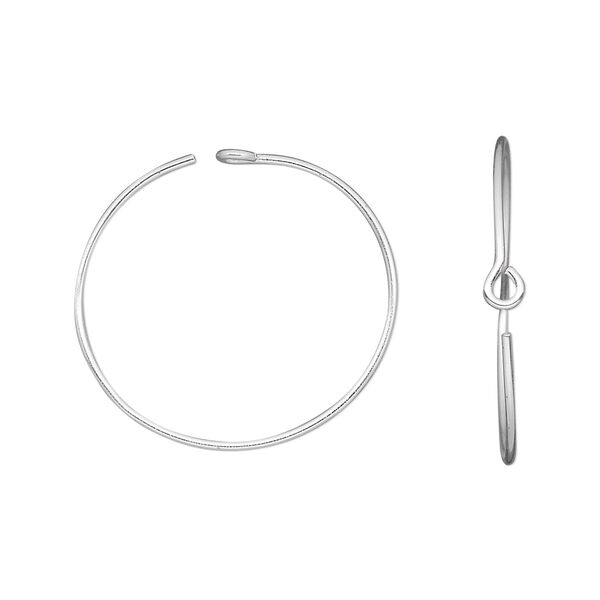 Hoop, sterling silver, 20mm round. Sold per pkg of 5 pairs. image number 0